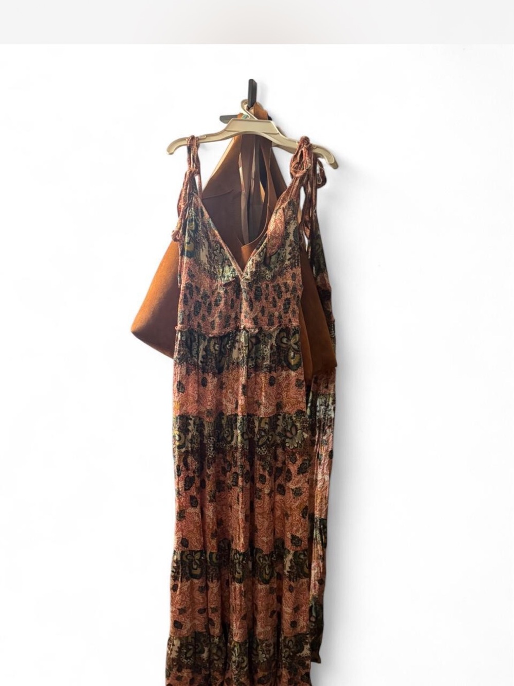 Free People Rust and Black Boho Tiered Maxi Dress